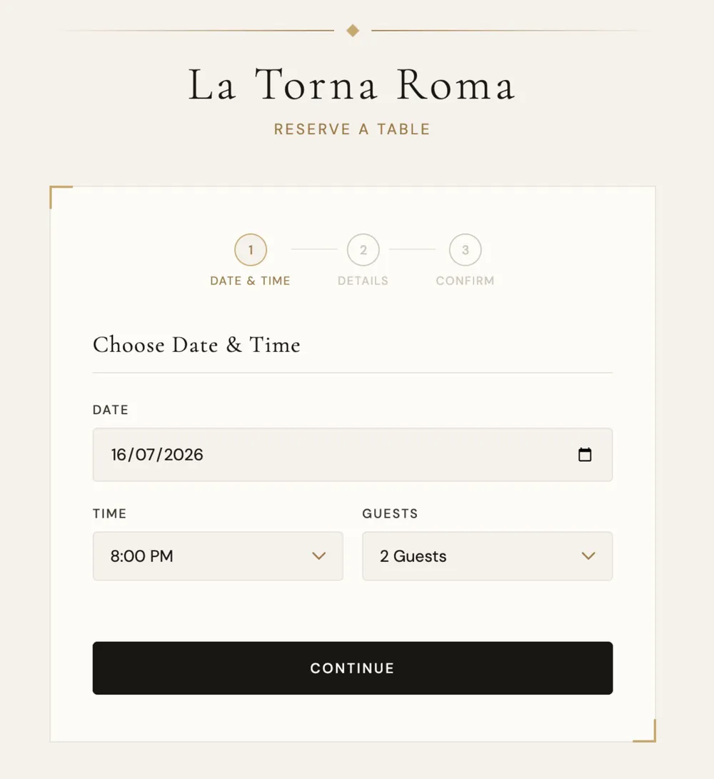 Percorso di prenotazione cliente
